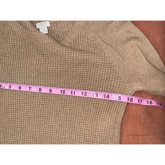 J.Crew Brown Waffle Knit Merino Wool Round Neck Pullover Sweater Women's Size S - Picture 5 of 8